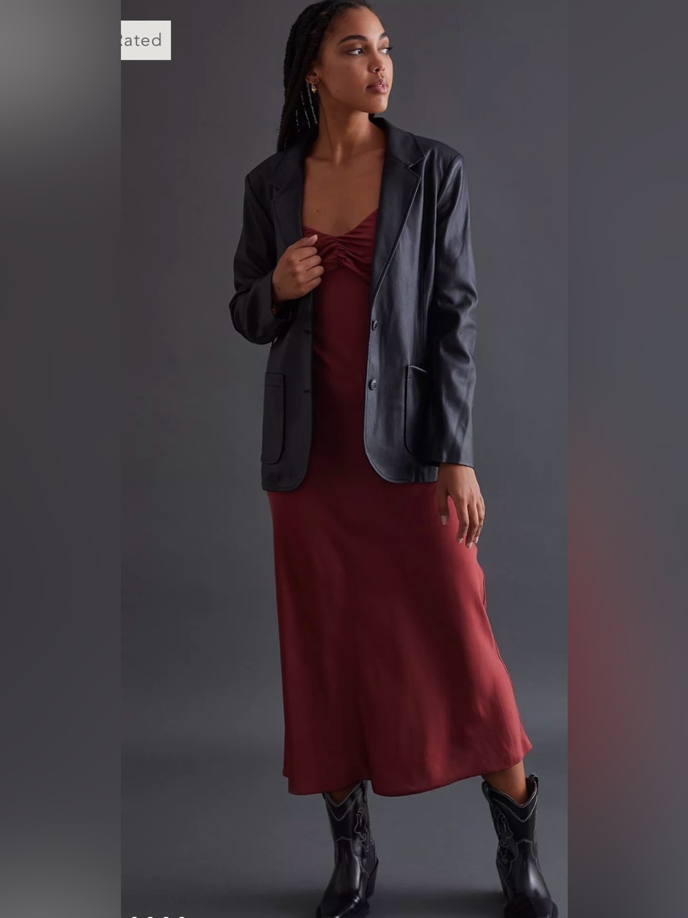 Anthropologie Black Faux Leather Blazer